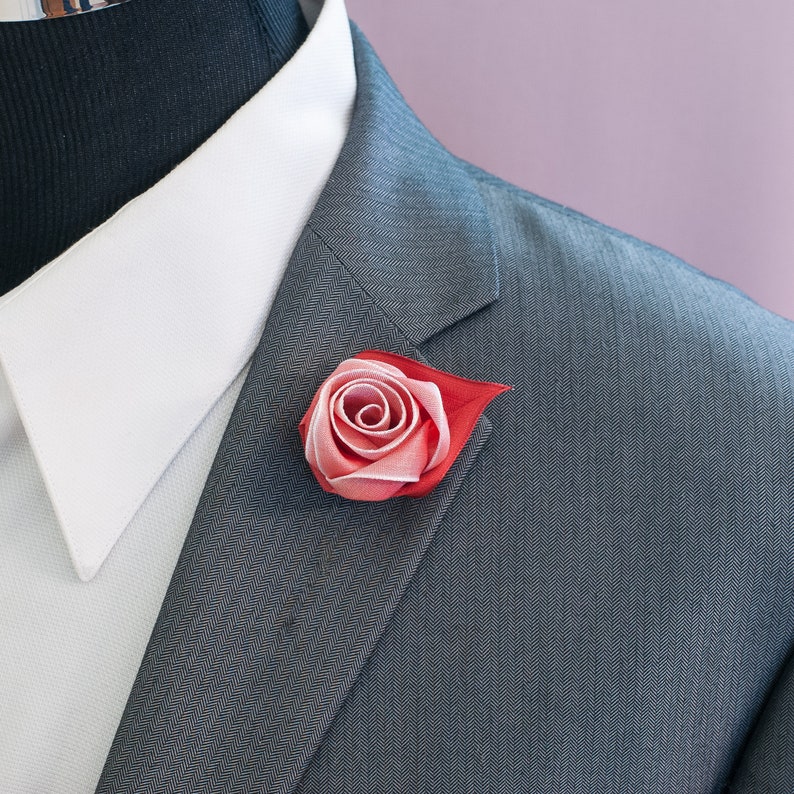 Red-blush Ombre Rose Flowers Lapel Pin Boutonnier Lapel Pins - Etsy