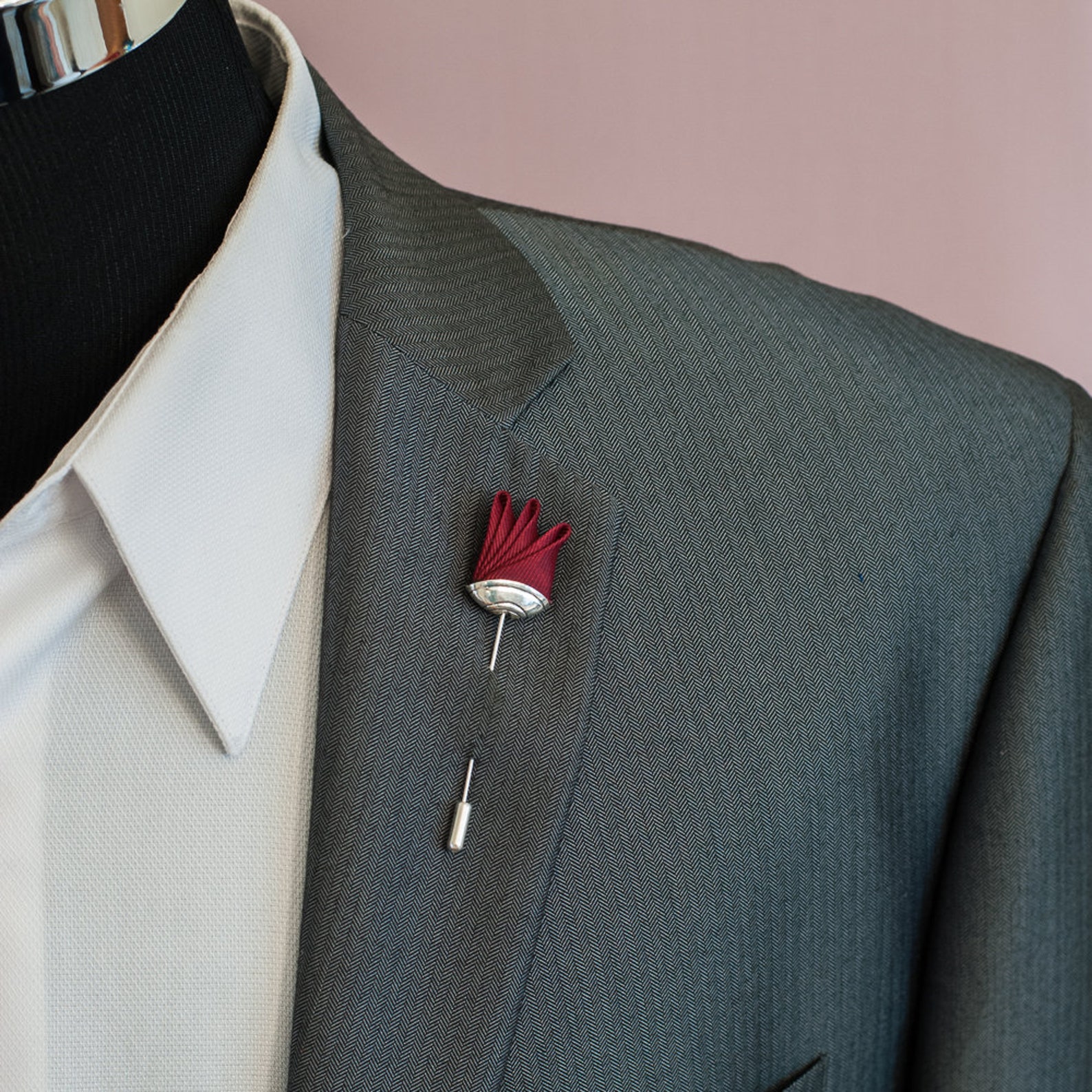 Men's Lapel Pin / Burgundy Crown Lapel Pin / Brooch Etsy