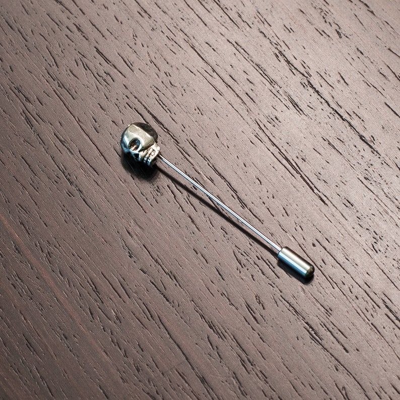 Skull Lapel Stick Pin, Halloween Skull Lapel pin image 6