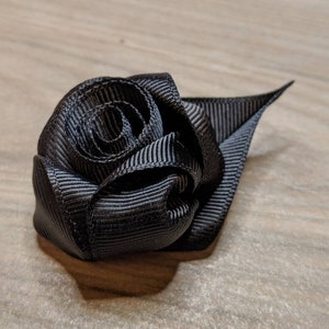 1.5" Black Rose flower Lapel Pin Boutonniere - Men's Flower Lapel Pin -  Black Fabric rose flower brooch -  Wedding Boutonniere - Lapel Pin