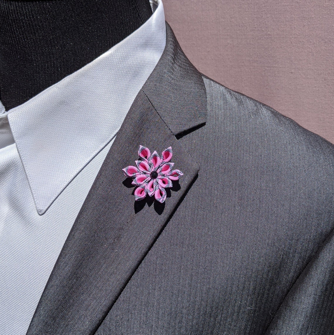 Poinsettia Lapel Pin Pink Poinsettia Kanzashi Flower Lapel Etsy