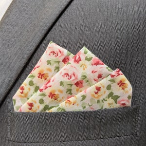 Pocket Square Watercolor Roses Pre-Folded Pocket Square image 3