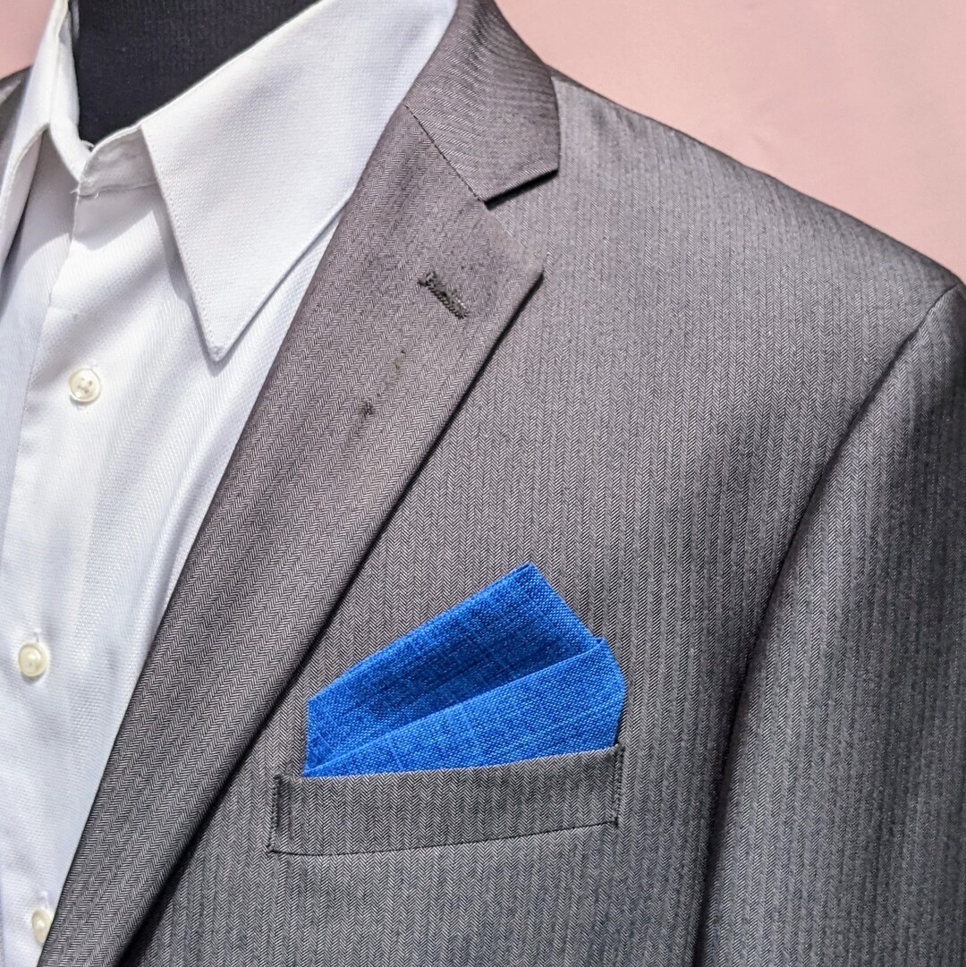 Blue Pocket Square / Solid Blue Color Prefolded Pocket Square / Light