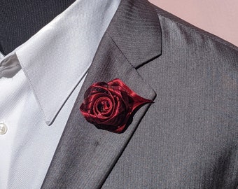 Shimmer Rose Lapel Pin / Man Lapel Pin / Wedding Boutonniere / Rose Flower Lapel Pin / Groom Lapel Pin