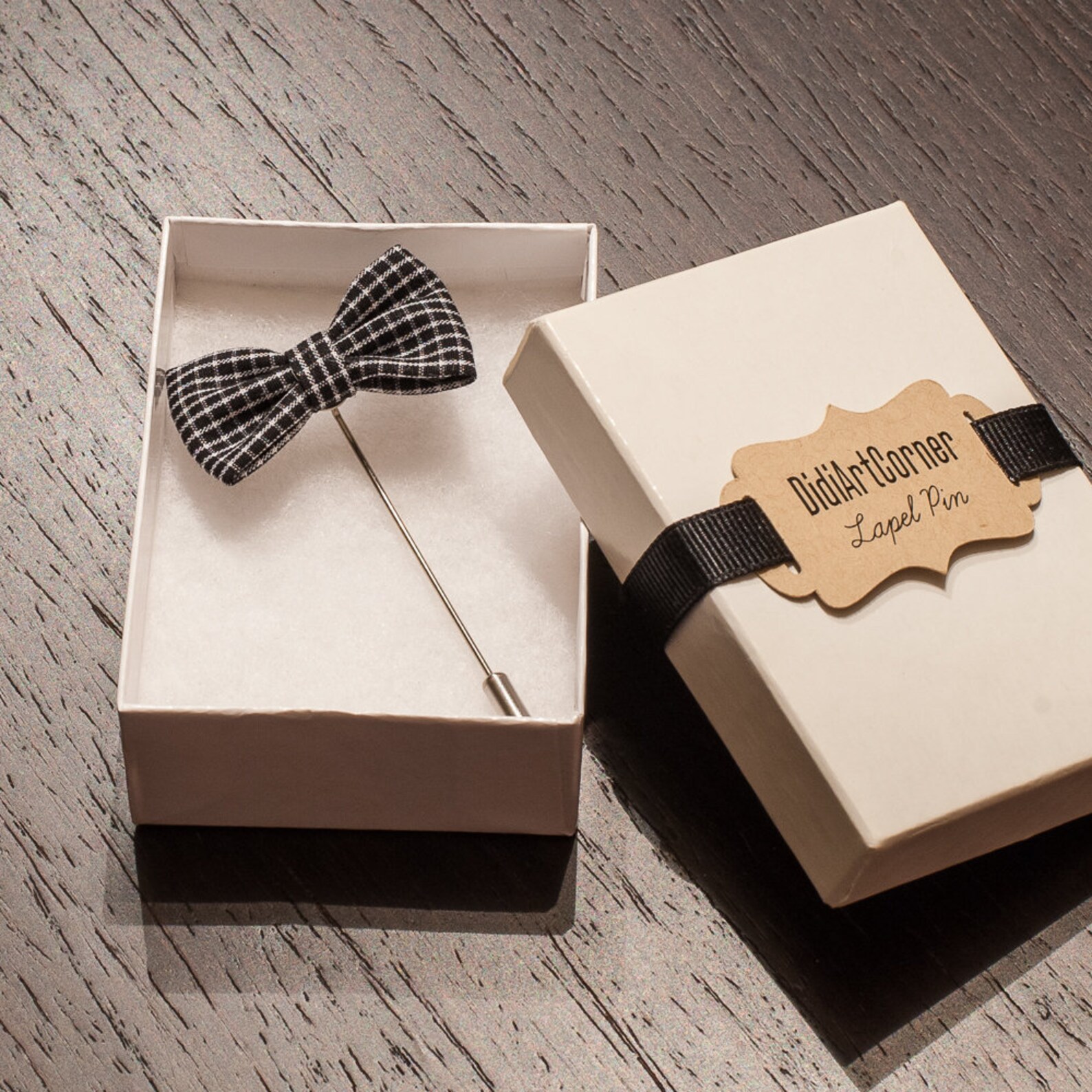 Men's Bow Tie Lapel Pin / Gingham Bow Tie Lapel Pin Etsy