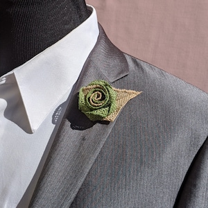 Dark Sage Rose flower Lapel Pin Boutonniere Men's Flower Lapel Pin rose flower brooch Wedding Boutonniere Lapel Pin image 6