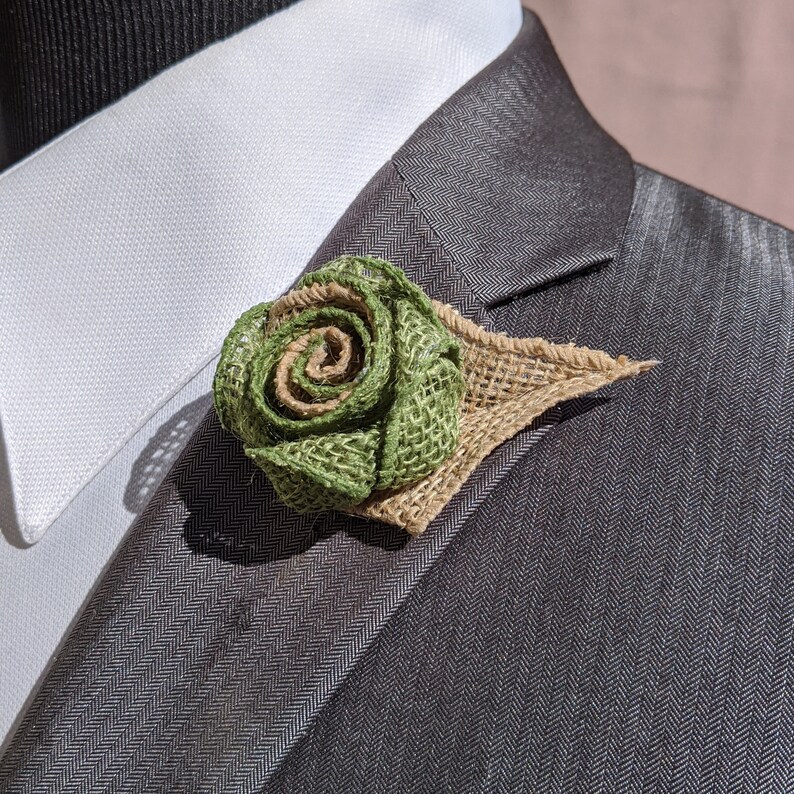 Dark Sage Rose flower Lapel Pin Boutonniere Men's Flower Lapel Pin rose flower brooch Wedding Boutonniere Lapel Pin image 5