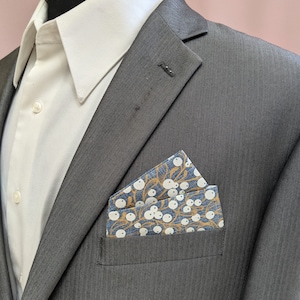 Pocket Square - Sparkling Berries On Blue Denim Pre-Folded Pocket Square - Two Peeks Pocket Square