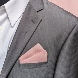 Pink Blush Pocket Square / Solid Pink Blush Pre-Folded Pocket Square / Pre-Folded Pocket Square / Blush Pre-Folded Pocket Square