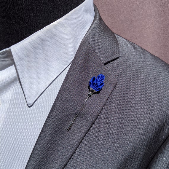 Blue Men's Lapel Stick Pin Royal Scepter Wedding | Etsy