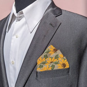 Pocket Square -  Yellow sunflowers Pre-Folded Pocket Square