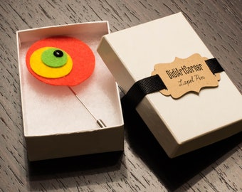 Abstract Lapel Pin / Men's Lapel Pin / Modern Art Lapel Pins / Hat Lapel Pin / Orange, Yellow Green Lapel pin / Circles Lapel PIn