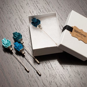 Teal Men's Lapel Stick Pin Royal Scepter, Wedding Boutonniere, Lapel Stick pin, Had Stick Pin