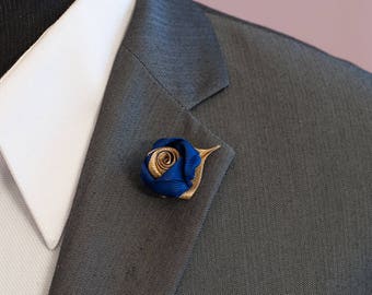 Handmade Rose Lapel Pin: Kanzashi Flower Boutonniere