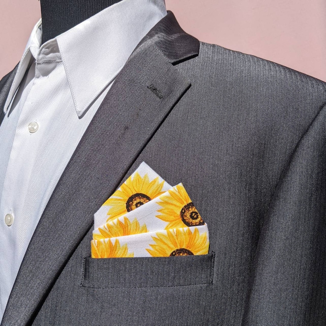 Pocket Square Yellow Sunflowers Prefolded Pocket Square Etsy