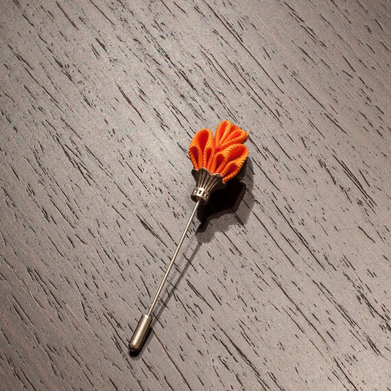 Orange Freesia on Silver Plated Lapel Stick Pin