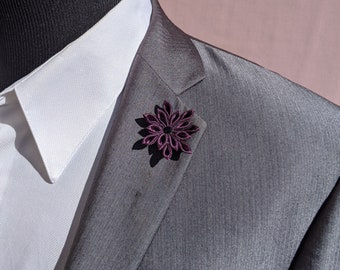 Spilla Fiore Rosso A Pois Con Bottone Blu Per Bambina Fatta A Mano - Foto 2