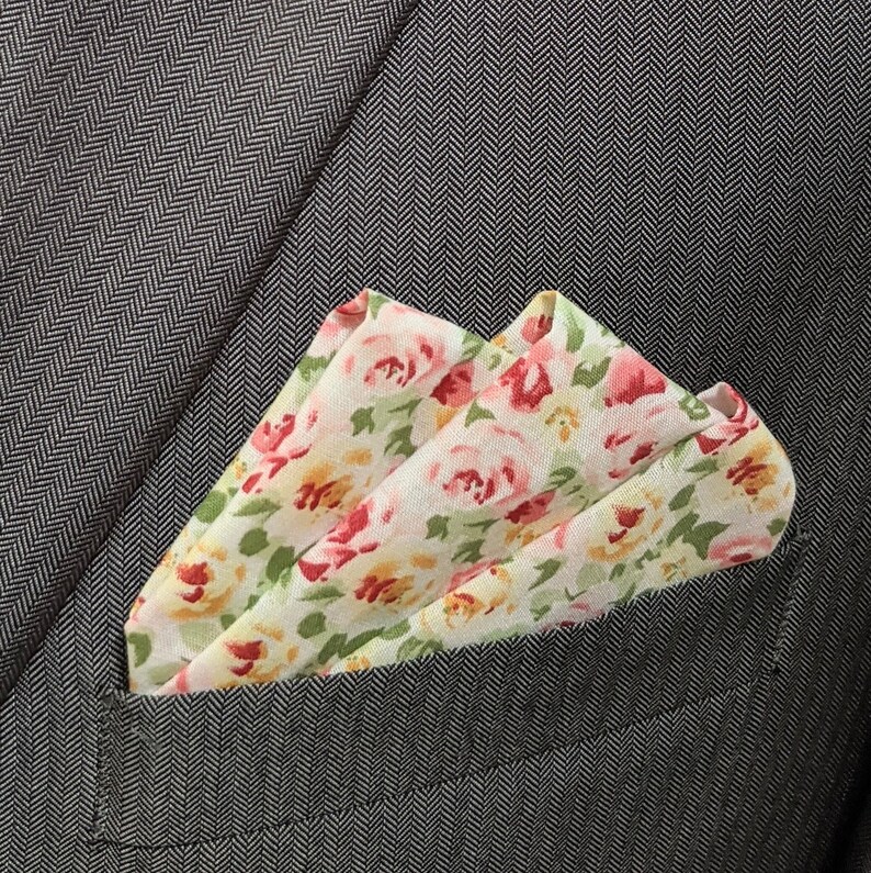 Pocket Square Watercolor Roses Pre-Folded Pocket Square image 4