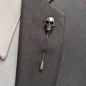 Skull Lapel Stick Pin, Halloween Skull Lapel pin image 3