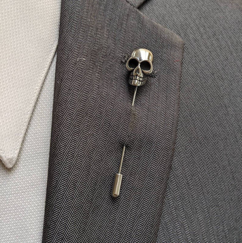 Skull Lapel Stick Pin, Halloween Skull Lapel pin image 3