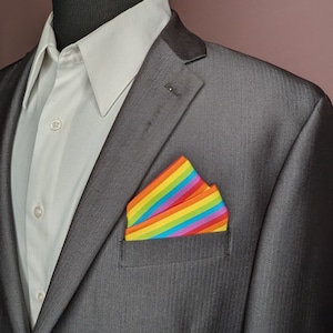 Pride Rainbow Pre-folded pocket square, LGBTQ+ pocket Square Pre-folded - LGBT