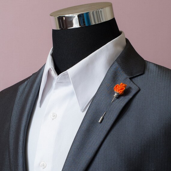 Orange Freesia on Silver Plated Lapel Stick Pin