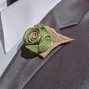 Dark Sage Rose flower Lapel Pin Boutonniere Men's Flower Lapel Pin rose flower brooch Wedding Boutonniere Lapel Pin image 4