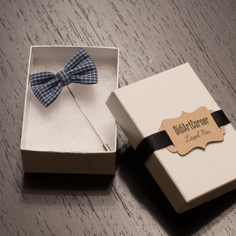 Men's Bow Tie Lapel Pin / Gingham Bow Tie Lapel Pin Etsy