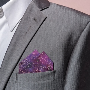 Night Sky Pocket Square Pre-Folded Pocket Square Purple