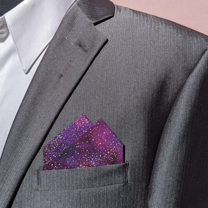 Night Sky Pocket Square Pre-Folded Pocket Square Purple