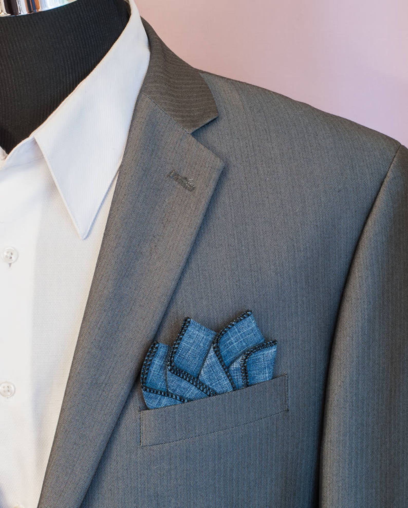 Pocket Square Denim Prefolded Pocket Square Etsy