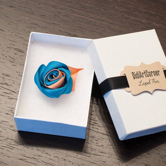 Rose Lapel Pin Rose Boutonniere lapel pin flower Men/'s Lapel Pin Gray and Antique Orange lapel pins men