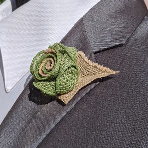 Dark Sage Rose flower Lapel Pin Boutonniere Men's Flower Lapel Pin rose flower brooch Wedding Boutonniere Lapel Pin image 3