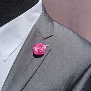 Rose Boutonniere in Light Pink and Taffy Pink Flower Lapel Pin
