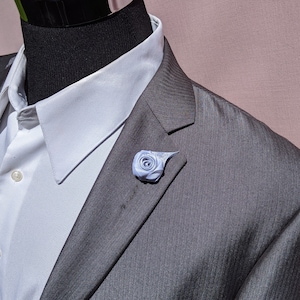 White and Silver Rose Lapel Pin / Baptism Rose Lapel Pin / Wedding Lapel Pin Flower / Men's Lapel Pin