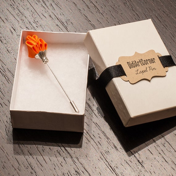 Orange Freesia on Silver Plated Lapel Stick Pin