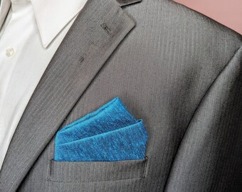 Pre-Folded Pocket Square: Shimmer Burlap, Red Berry, Blueberry, Papaya Orange
