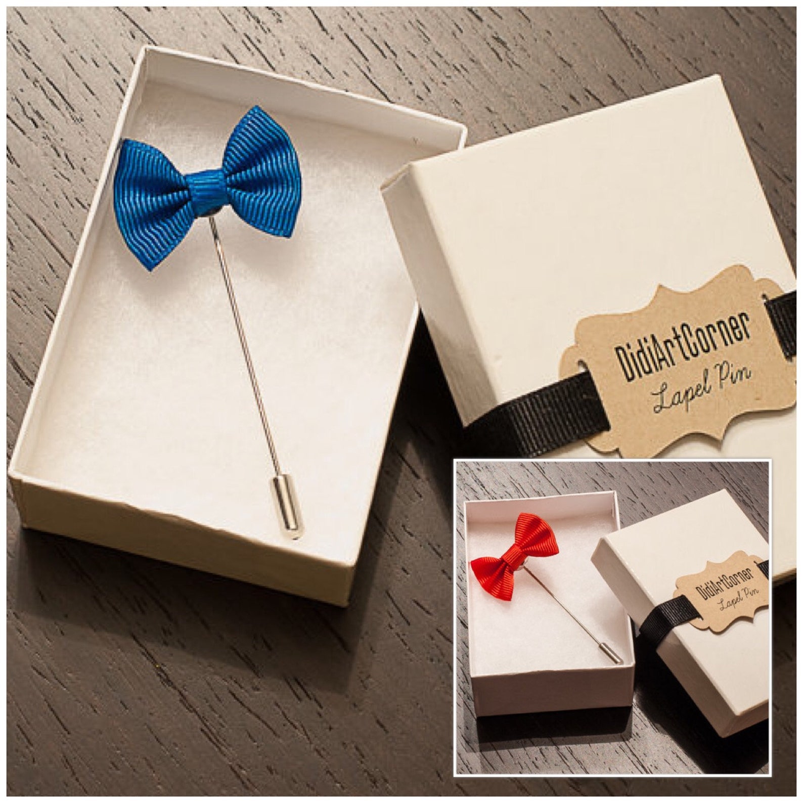 Men's Bow Tie Lapel Pin / Blue or Red Bow Tie Lapel Pin Etsy