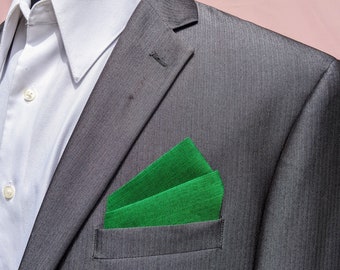 Green Pocket Square / Solid Green Pre-Folded Pocket Square / Light Green Pre-Folded Pocket Square / Dark Green Pre-Folded Pocket Square