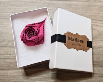 Pink Rose Lapel Pin: Handmade Kanzashi Flower Boutonniere