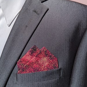 Night Sky Pocket Square Pre-Folded Pocket Square Dark Pink