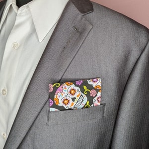 Skeleton Pre-folded Pocket Square / Day of the Dead Pocket Square / pre_folded Pocket Square