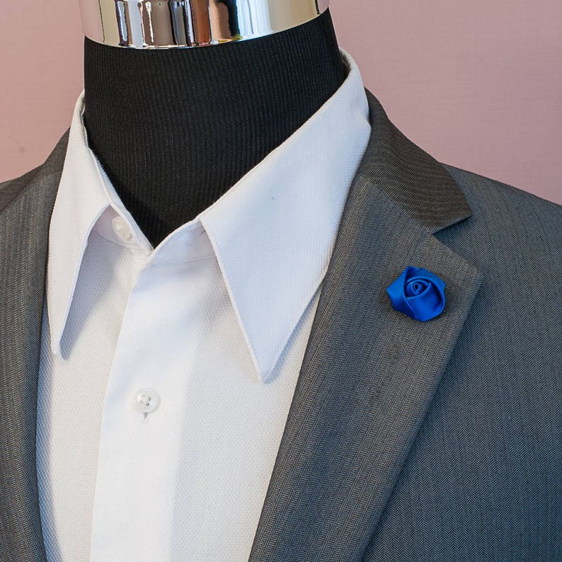 Royal Blue Satin Rose Lapel Pin - Etsy