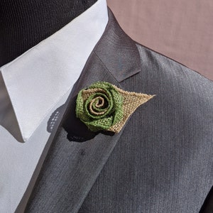 Dark Sage Rose flower Lapel Pin Boutonniere Men's Flower Lapel Pin rose flower brooch Wedding Boutonniere Lapel Pin image 1