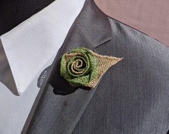 Dark Sage Rose flower Lapel Pin Boutonniere - Men's Flower Lapel Pin -  rose flower brooch -  Wedding Boutonniere - Lapel Pin