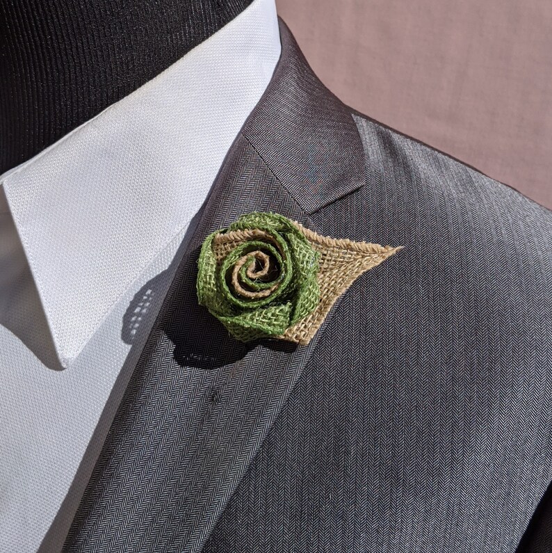 Dark Sage Rose flower Lapel Pin Boutonniere Men's Flower Lapel Pin rose flower brooch Wedding Boutonniere Lapel Pin image 1