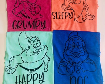 Seven Dwarfs Shirts | Snow White Shirt | Disney Matching Shirts | Disney Shirts for Women | Unisex Disney Shirts | Disney Friends Shirts