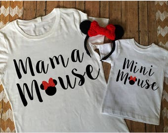 THE ORIGINAL Mama Mouse Mini Mouse Matching Shirt Set | Disney Family Matching Shirts | Disney Women's Shirt | Mommy & Me Set