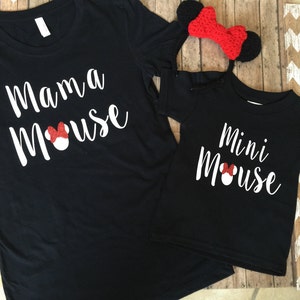 THE ORIGINAL Mama Mouse Mini Mouse Matching Shirt Set Disney Family Matching Disney Shirts Disney Women's Shirt Mommy & Me Set image 2