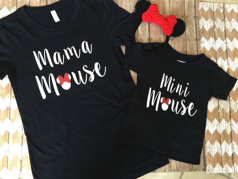 THE ORIGINAL Mama Mouse Mini Mouse Matching Shirt Set Disney Family Matching Disney Shirts Disney Women's Shirt Mommy & Me Set image 2